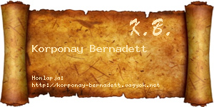 Korponay Bernadett névjegykártya